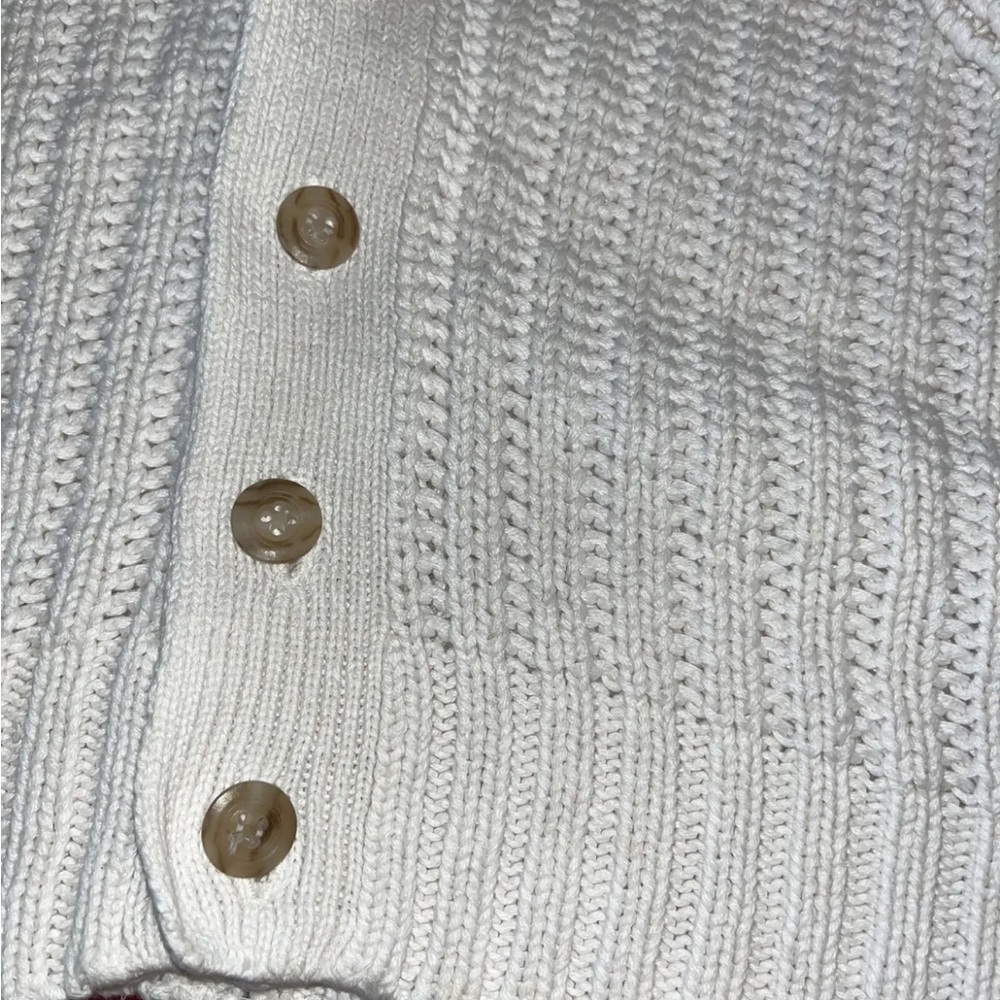 VINTAGE 100% Authentic GAP Men’s Chunky White Knit 100% Cotton Cardigan fitted - Picture 6 of 12